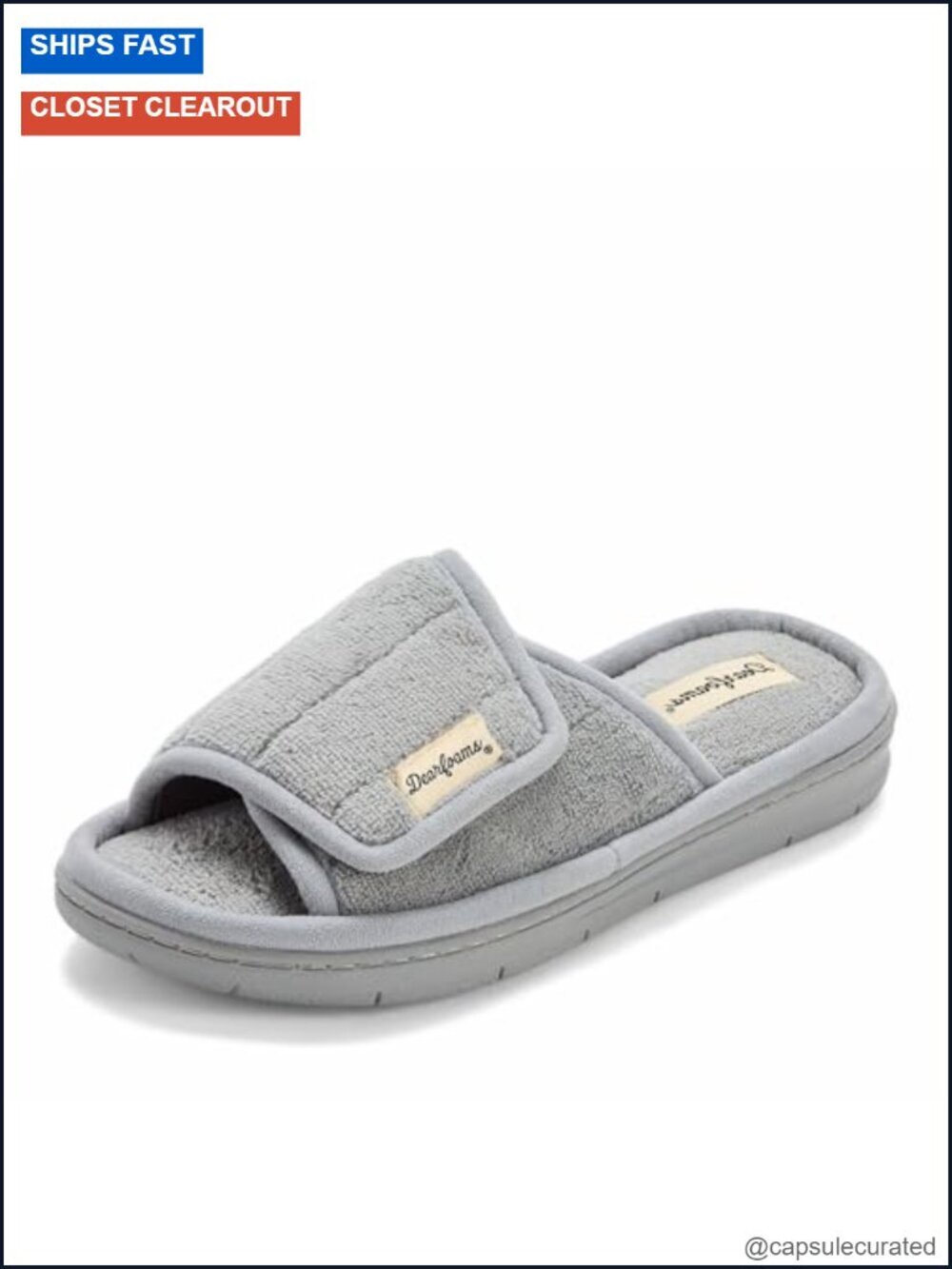 Adjustable Terry Slide, Memory Foam Washable Open Toe Indoor/Outdoor House